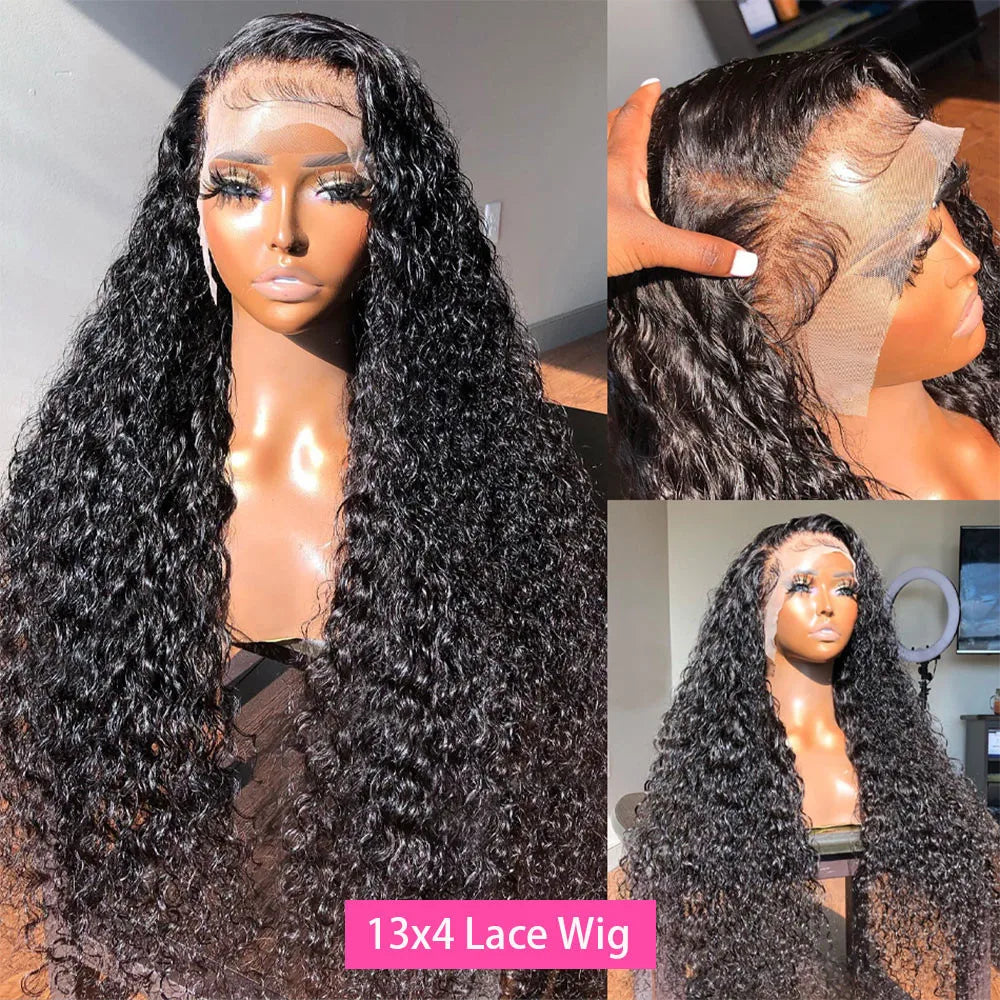 13x4 13x6 Hd Deep Wave Lace Frontal Wig 40 Inch Curly Human Hair Wigs For Women Pre Plucked Brazilian  Water Wave Lace Front Wig