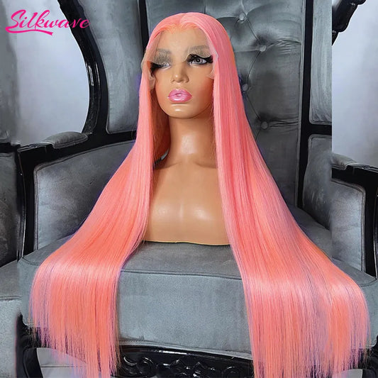 13x6 Hd Transparent Pink Lace Front Wig Human Hair Preplucked Brazilan 13x4 Bone Straight Frontal 613 Colored Wigs For Women