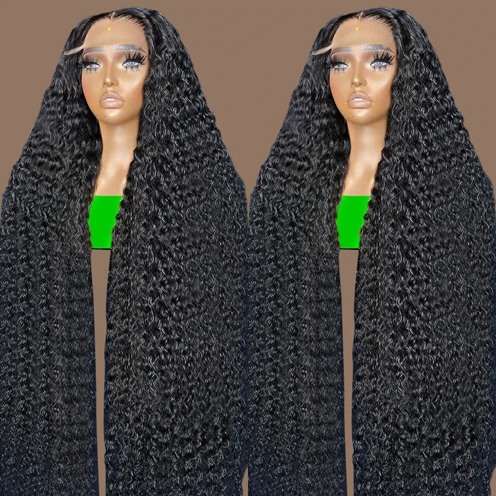 13x4 13x6 Hd Deep Wave Lace Frontal Wig 40 Inch Curly Human Hair Wigs For Women Pre Plucked Brazilian  Water Wave Lace Front Wig