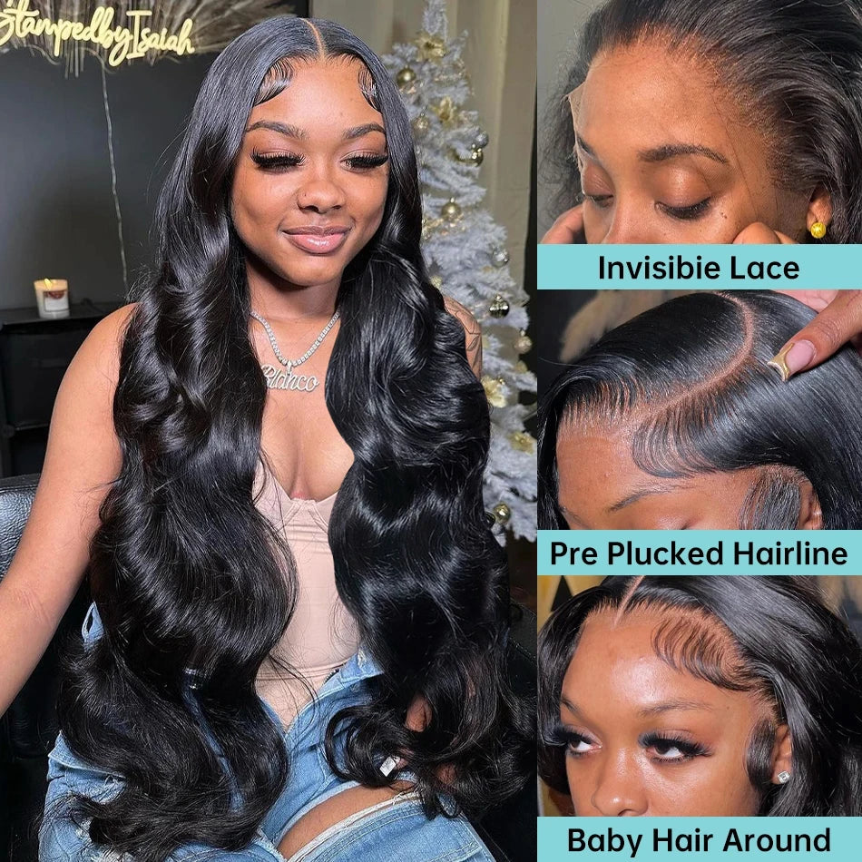 Body Wave 13x4 13x6 Transparent Lace Front Human Hair Wigs Brazilian Remy 40 Inch Water Wave Frontal For Women 5x5 Closure Wig