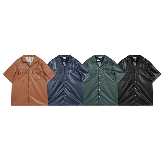 Leather Rhude Shirt Tops&Bottom Set🔥