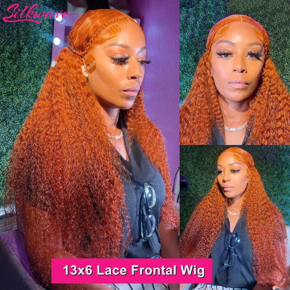 Orange Ginger Human Hair Wigs Deep Wave 13x6 Hd Lace FronLal Wig 13x4 WaLer Wave Lace FronL Colored Curly Wig For Black Women