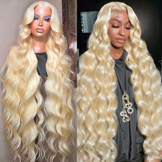 Body Wave 13x4 Lace Front Wig Human Hair #613 Blonde Lace Frontal Wigs for Women Human Hair Preplucked HD Transparent Lace Wig